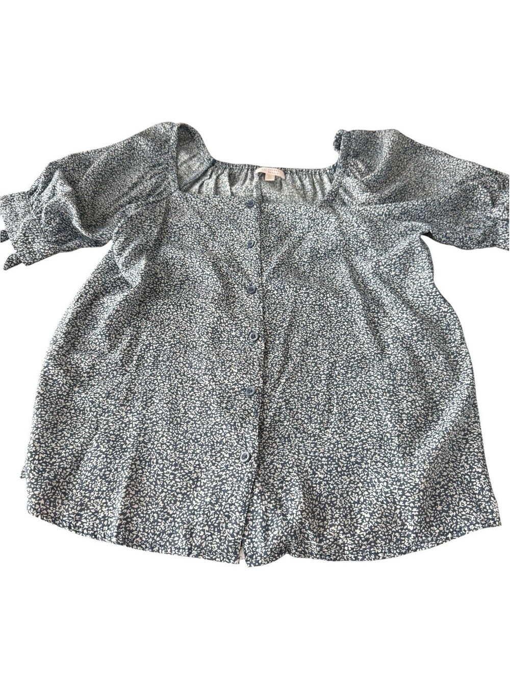 Lauren Conrad Puffed Sleeve Blouse Size M Prairie Cottage Core Buttons Ties
